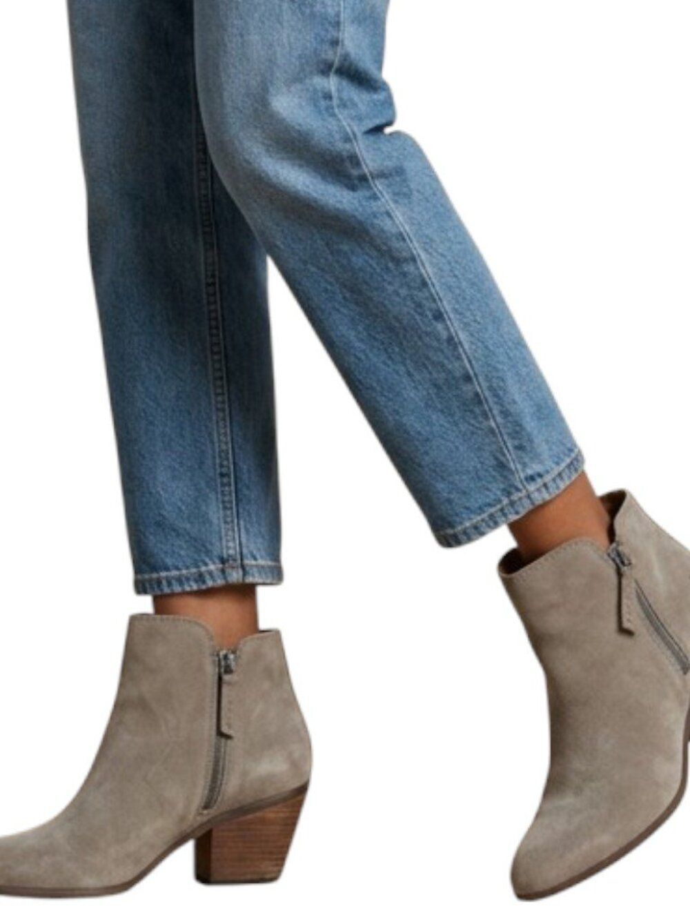 NWT Frye Judith Zip Bootie Suede Block Heel Side Zip Ankle Boot Ash Gray Size 9M
